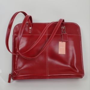 Latico Red Leather Laptop Tablet Tote Handbag NWT 12 x 15 x 3 inches